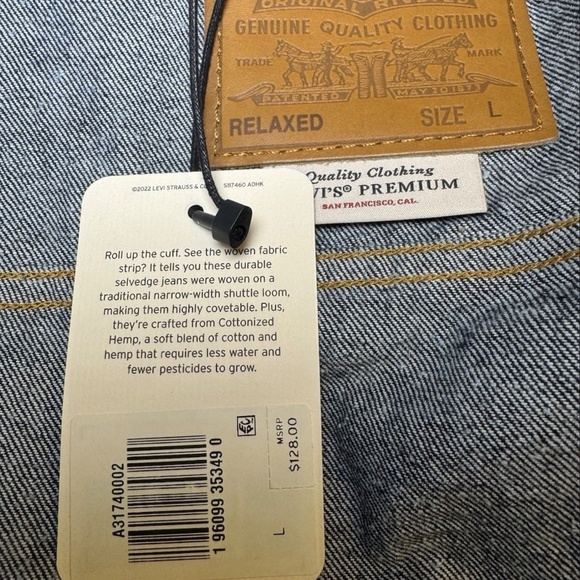 LEVI'S Levi Levis Strauss Premium Men Tucker Jacket Dark Blue Rinse Denim L $128 - Picture 3 of 7